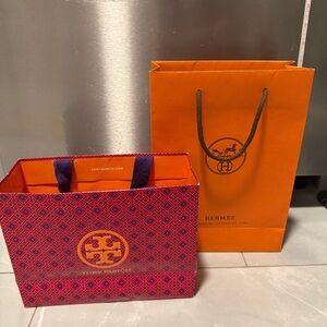 Hermes and Tory Burch gift bags